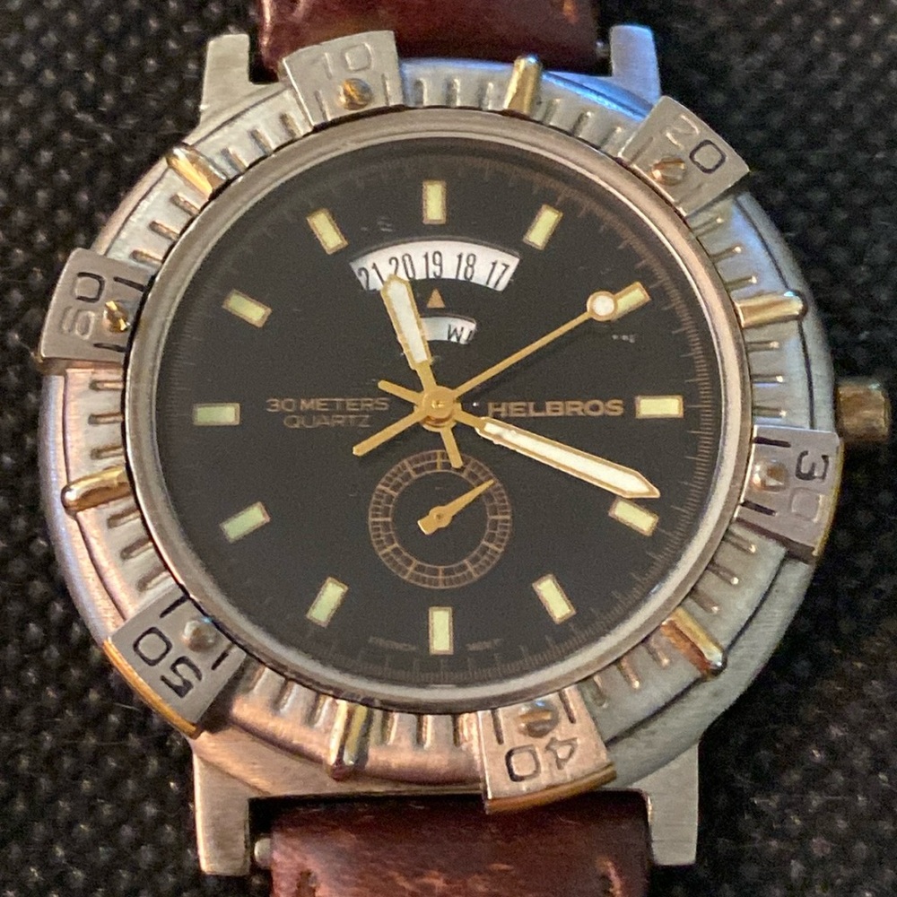 Vintage Helbros Men's Vintage 1990s Dial Wristwatch cc with date - used